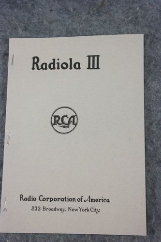 Radiola III Instruction Booklet